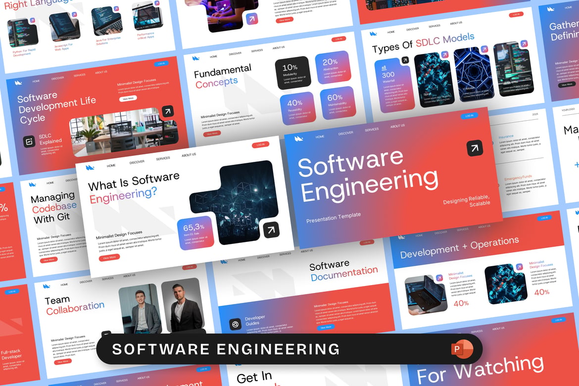 Template Presentasi PowerPoint Teknik Perangkat Lunak yang Menarik
