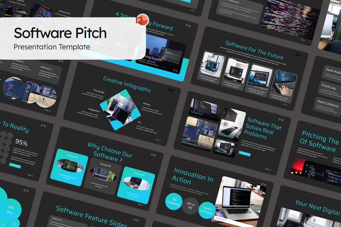 Template Presentasi PowerPoint untuk Pitch Software yang Menarik