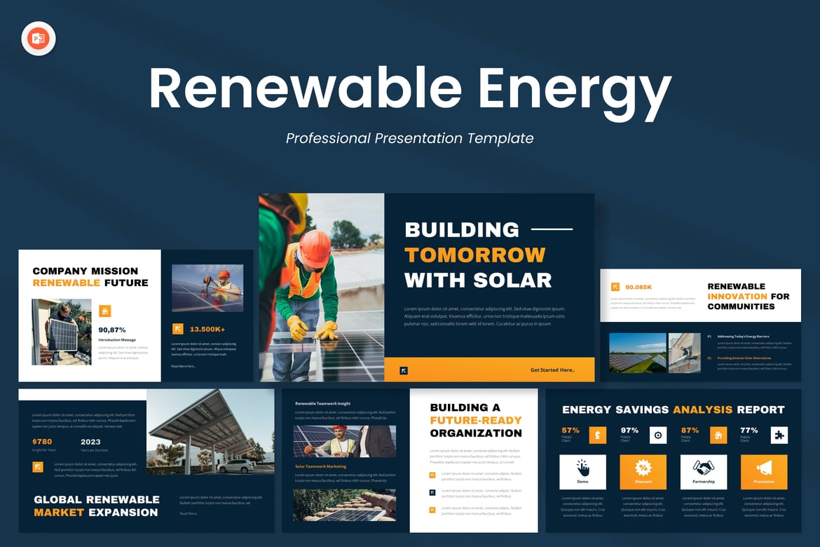 Template Presentasi PowerPoint Perusahaan Energi Terbarukan dan Solar