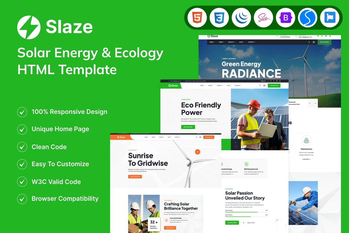 Template Website Energi Surya & Ekologi yang Modern dan Profesional