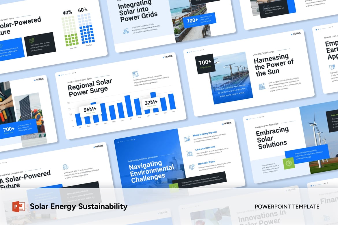 Template Presentasi PowerPoint Energi Surya yang Menarik