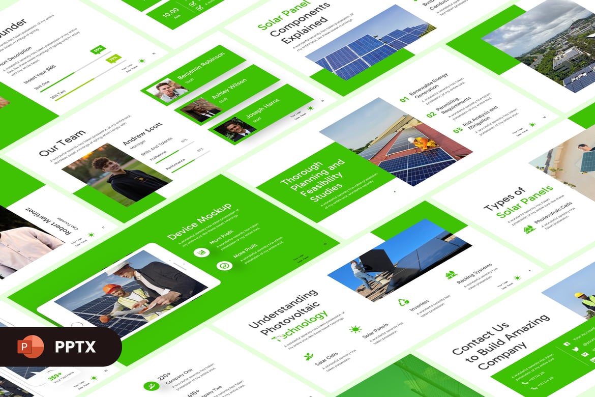 Template PowerPoint Energi Panel Surya yang Modern dan Menarik
