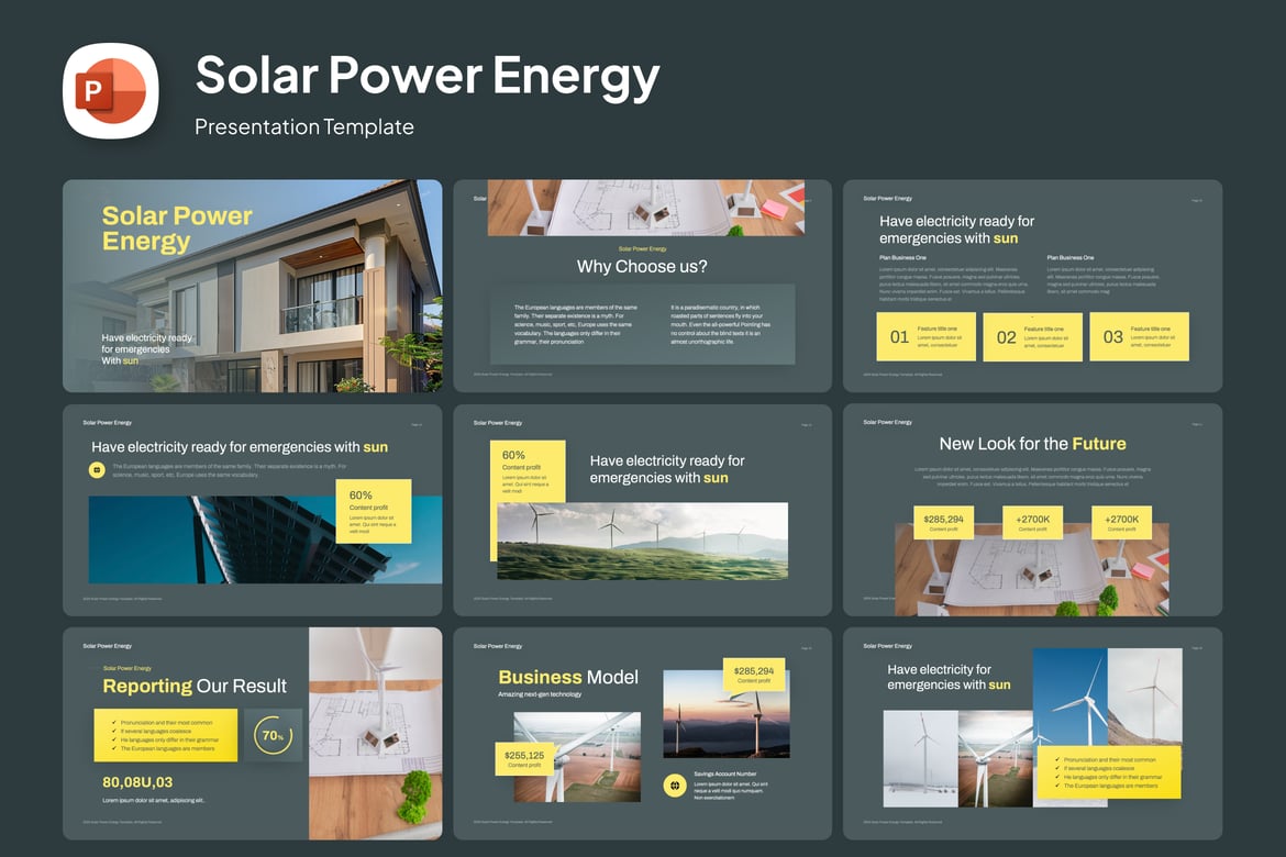 Template PowerPoint Energi Tenaga Surya yang Menarik dan Profesional