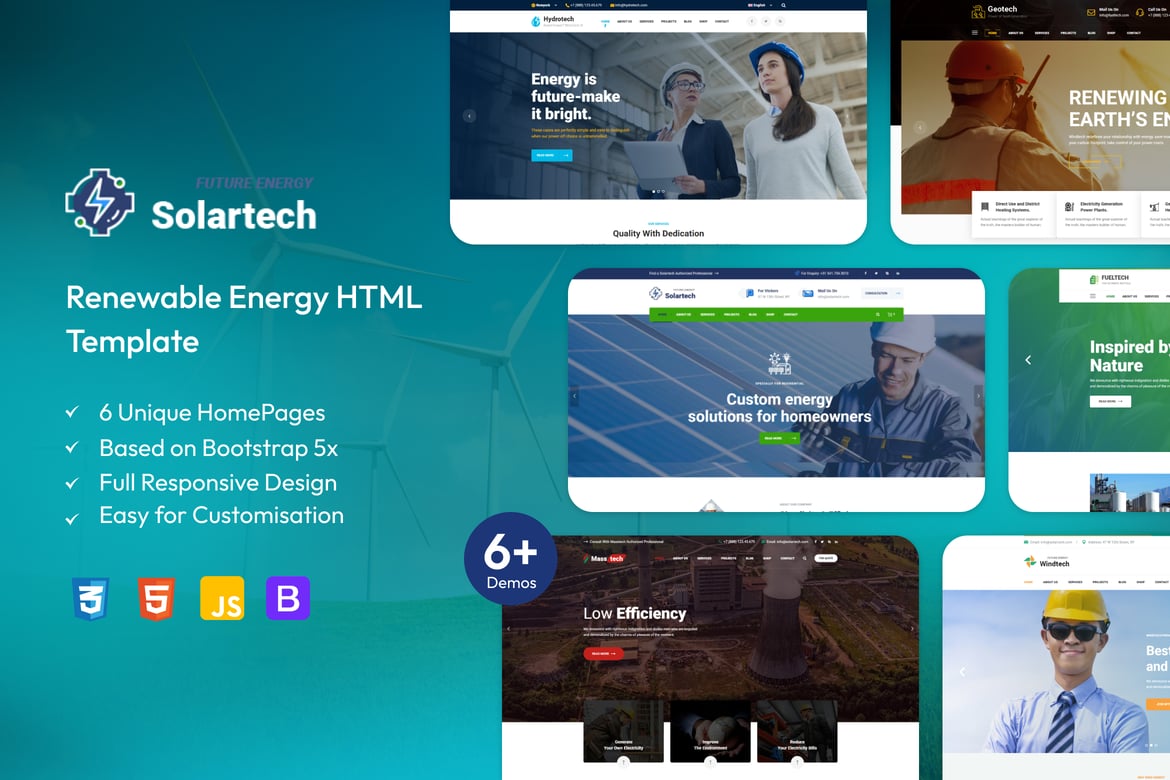 Template Website Energi Terbarukan - Solar Tech yang Modern dan Responsif