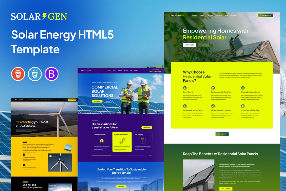 Solargen - Template Website Energi Surya yang Modern dan Responsif