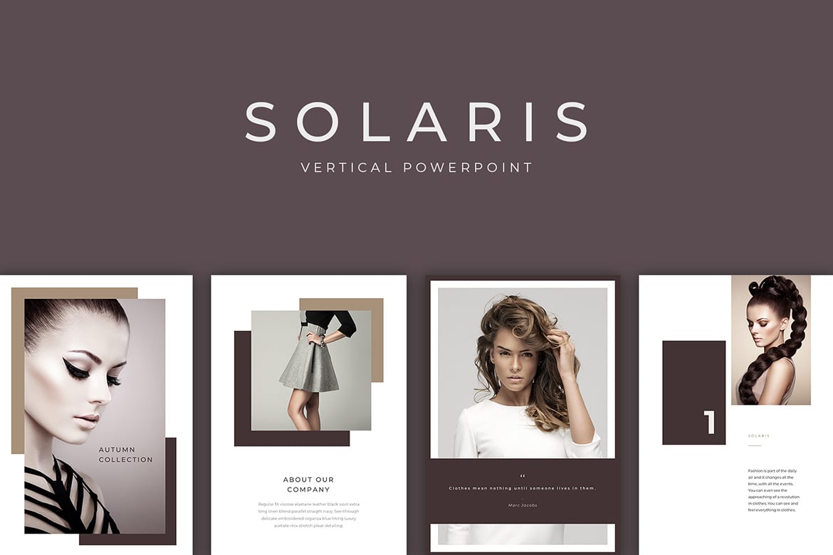 Template Presentasi PowerPoint Vertikal Solaris yang Profesional