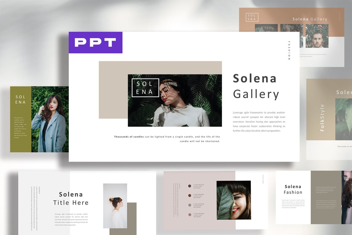 Template Presentasi PowerPoint Lookbook Solena yang Modern dan Elegan