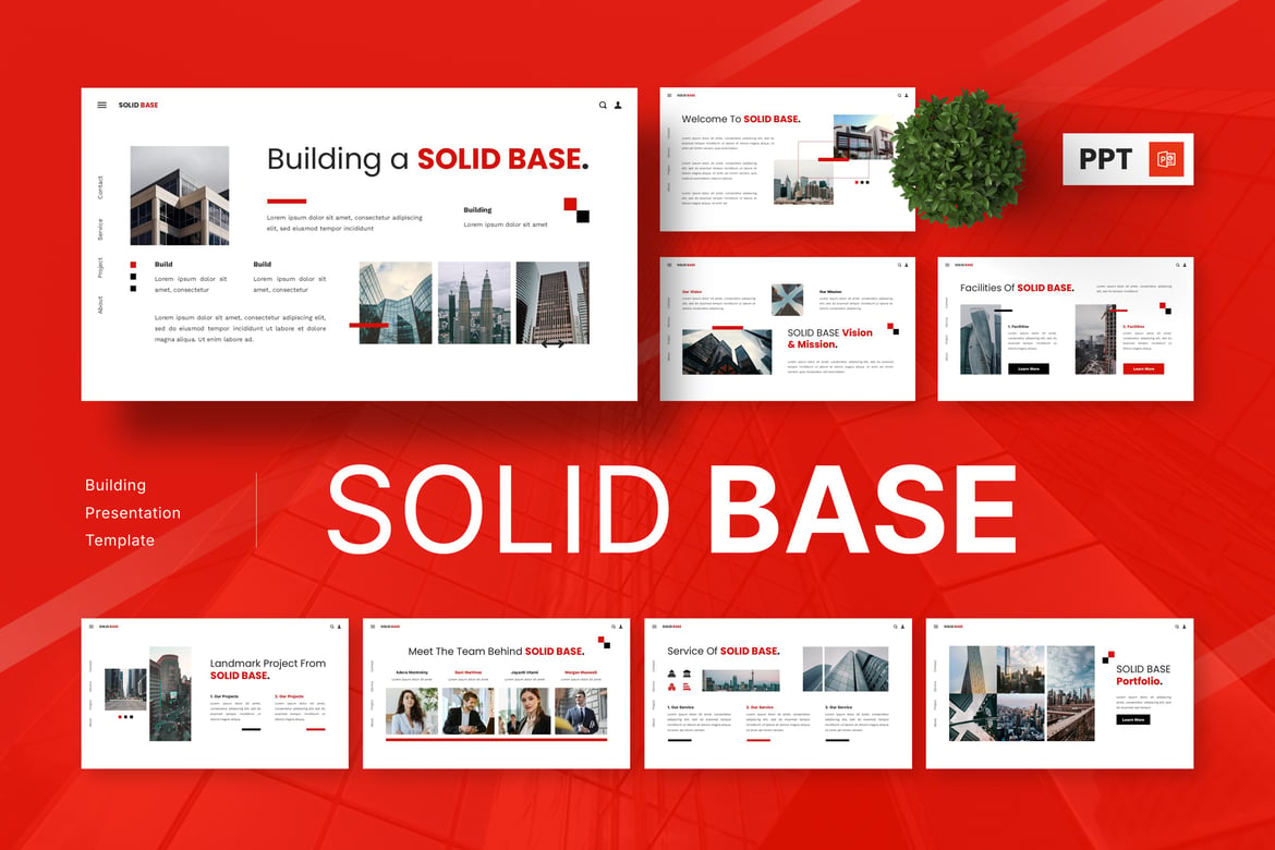 Template Presentasi PowerPoint Solid Base untuk Bisnis dan Arsitektur