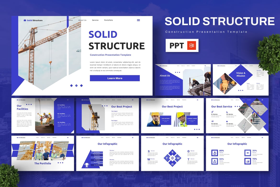 Template Presentasi Powerpoint Solid Structure untuk Konstruksi