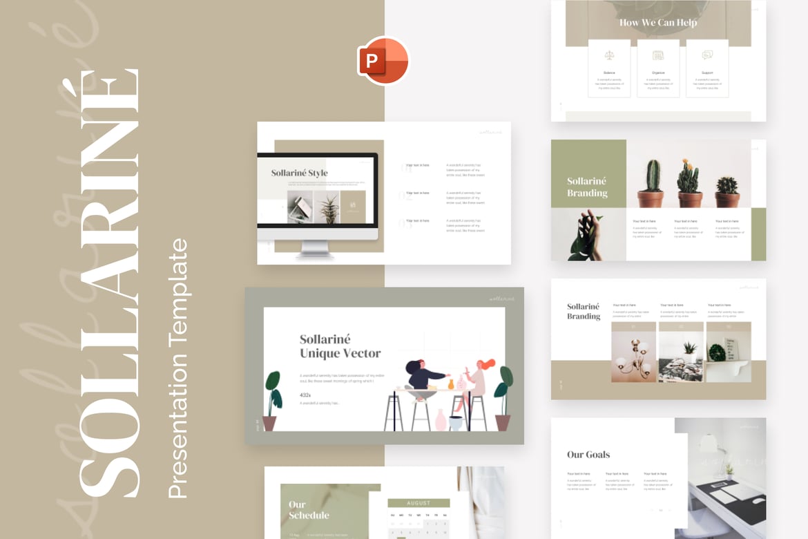 Template PowerPoint Dekorasi Rumah Sollarine yang Menawan