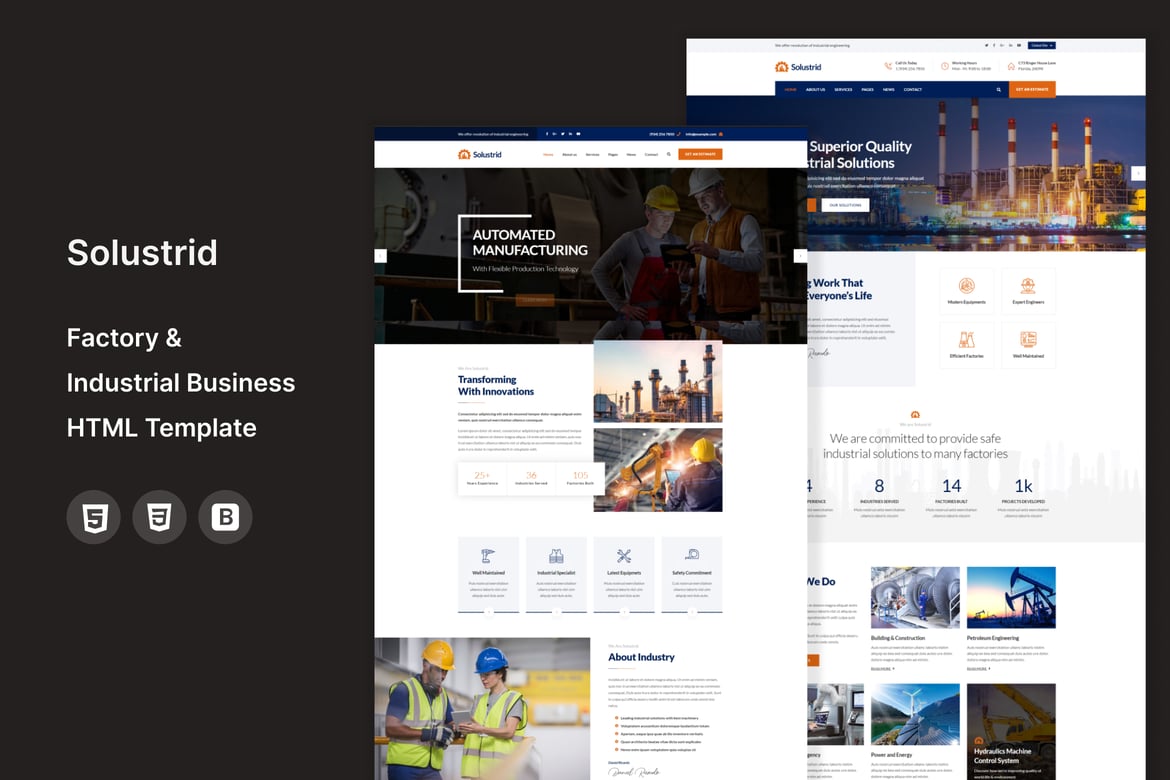 Solustrid - Template Web untuk Bisnis Industri dan Pabrik yang Modern