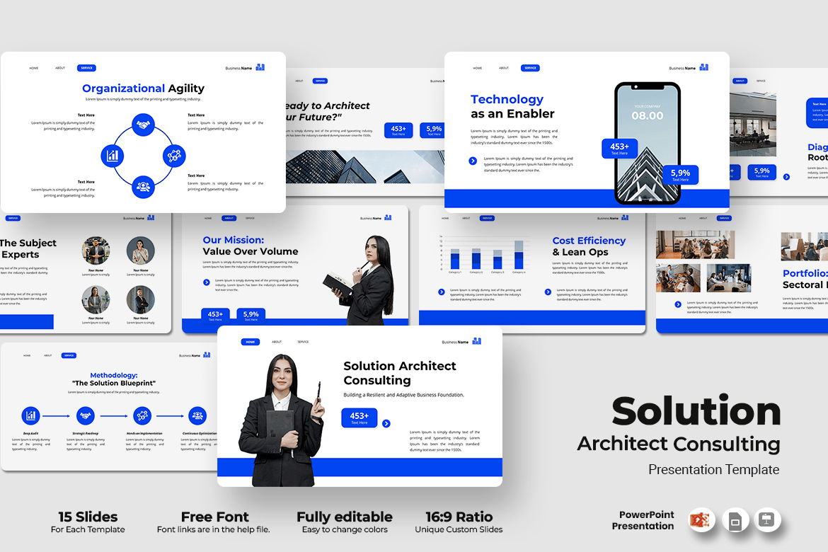 Template PowerPoint Konsultasi Arsitek Solusi yang Siap Pakai