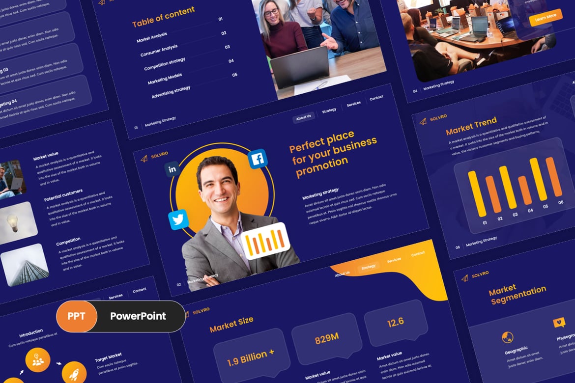 Solvro - Template PowerPoint Strategi Pemasaran yang Menarik