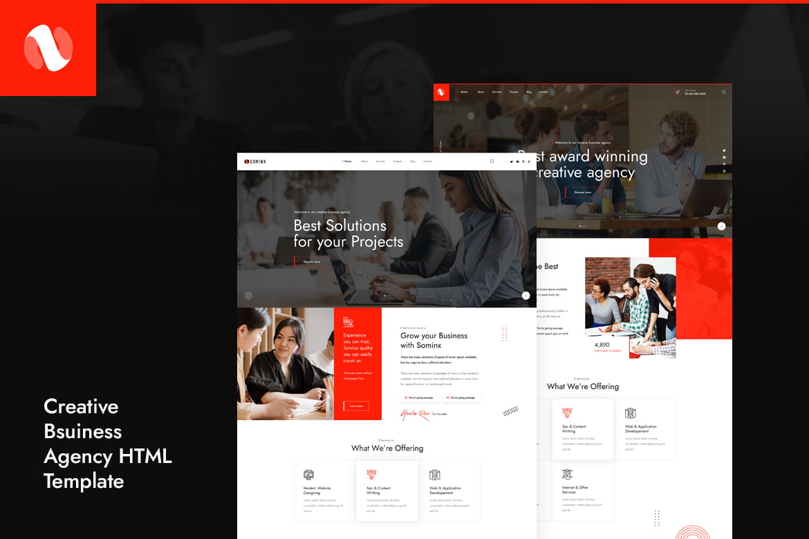 Sominx - Template Website Kreatif untuk Agensi Bisnis Modern