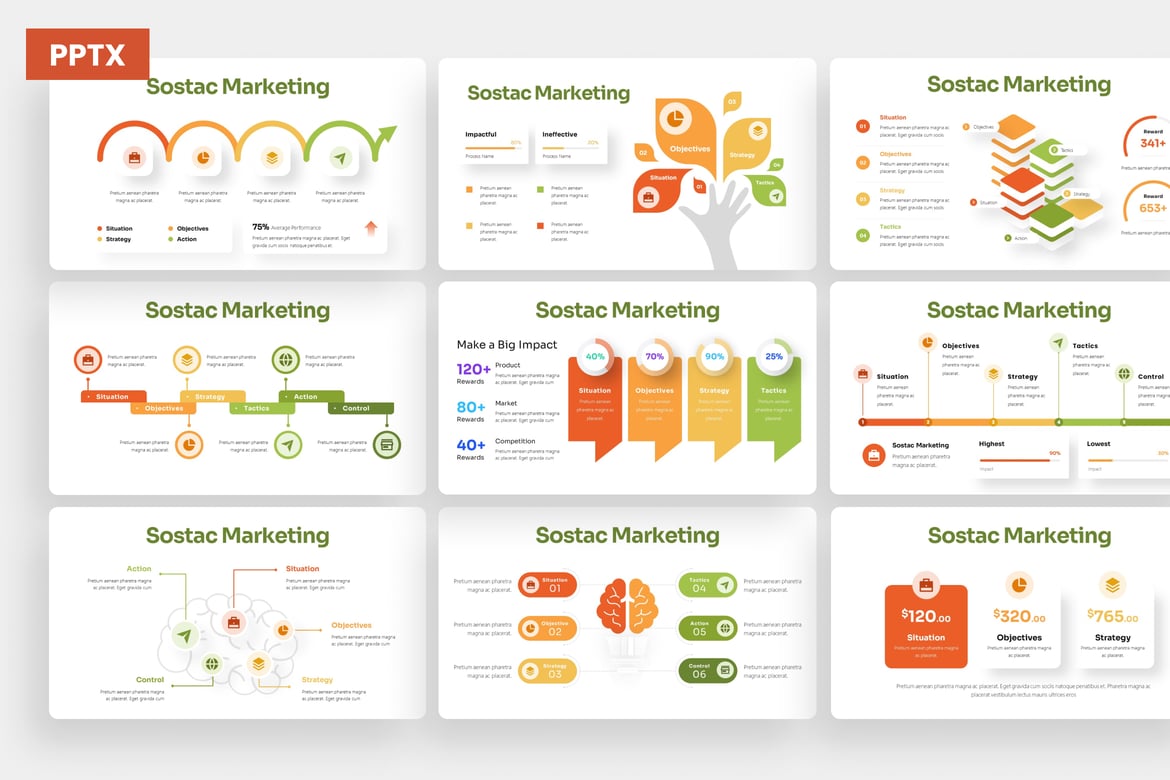 Template PowerPoint Infografis Sostac untuk Presentasi Menarik