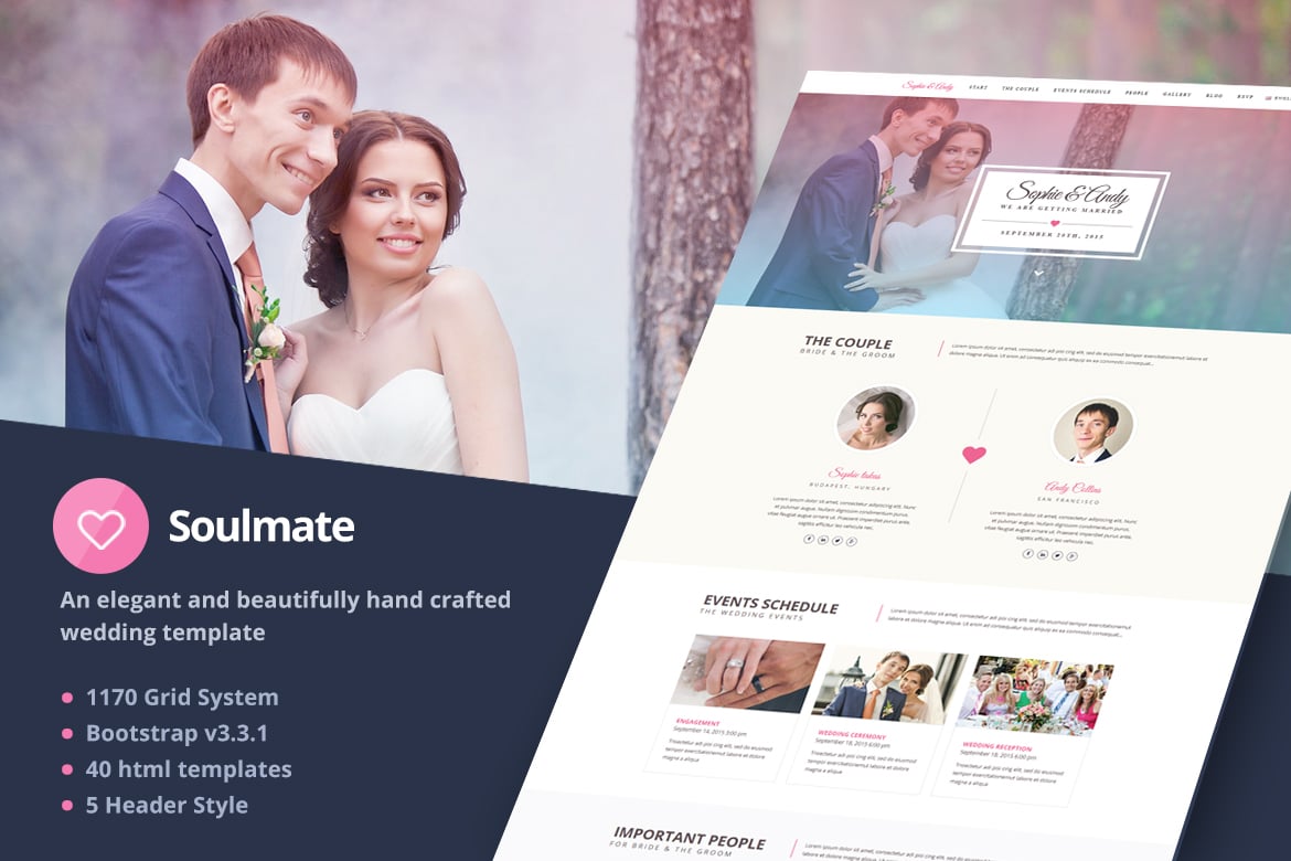 Soulmate - Template Website Pernikahan Responsif Bootstrap 3 yang Elegan