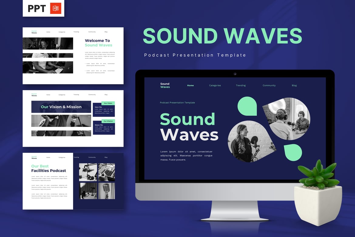 Gelombang Suara - Template Presentasi Podcast yang Menarik