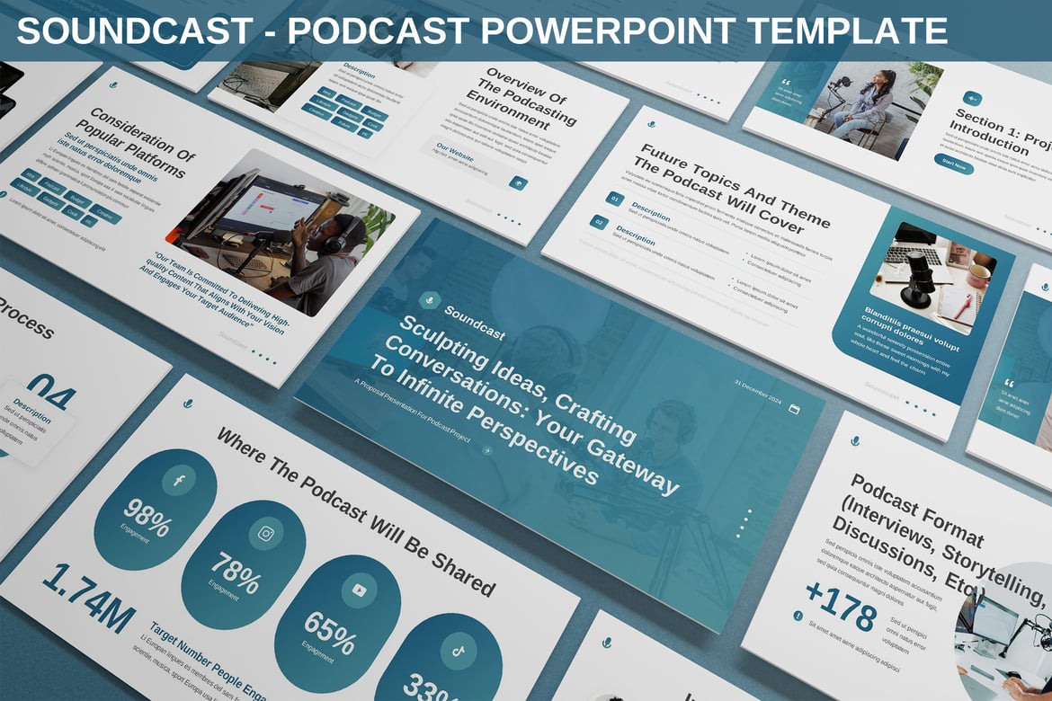 Template Presentasi Podcast Soundcast yang Menarik dan Modern