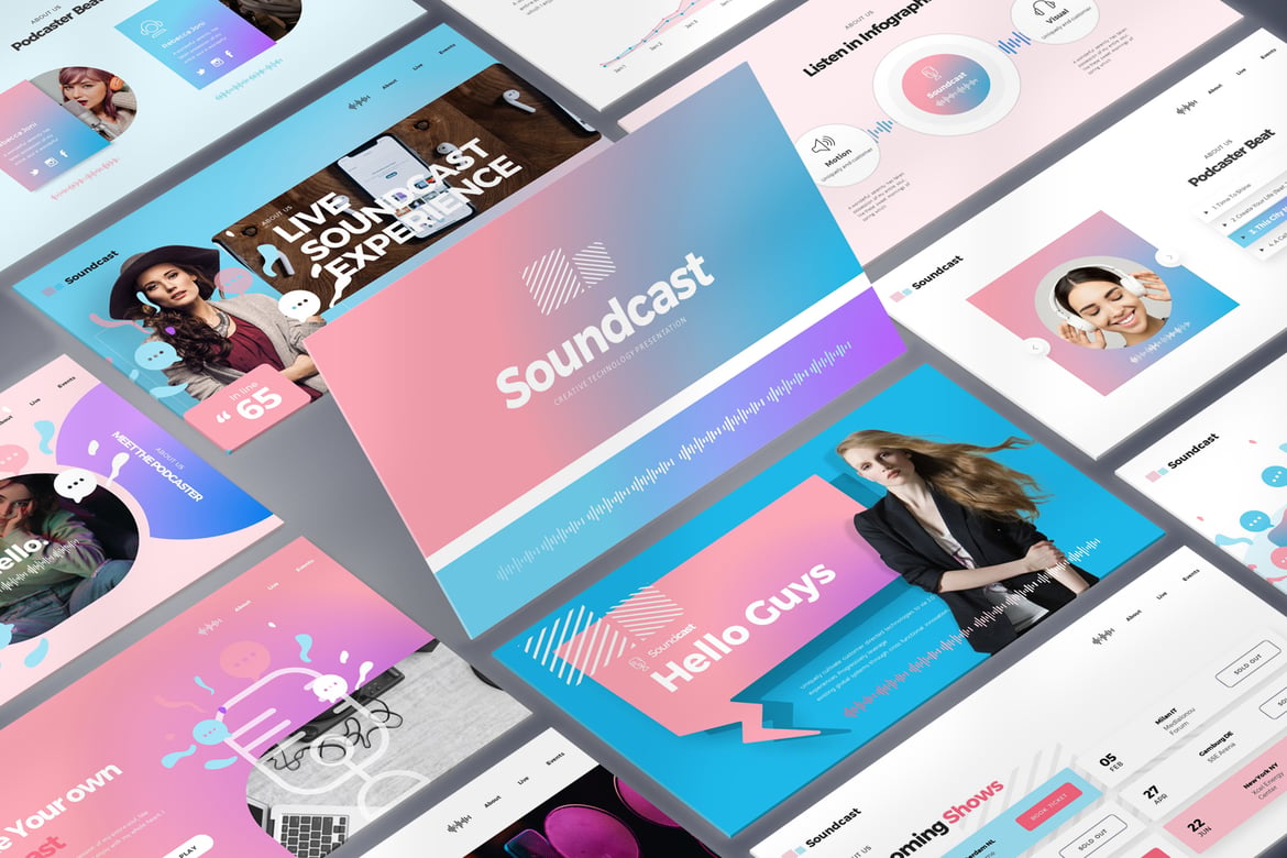Template Presentasi PowerPoint Soundcast yang Menarik dan Profesional