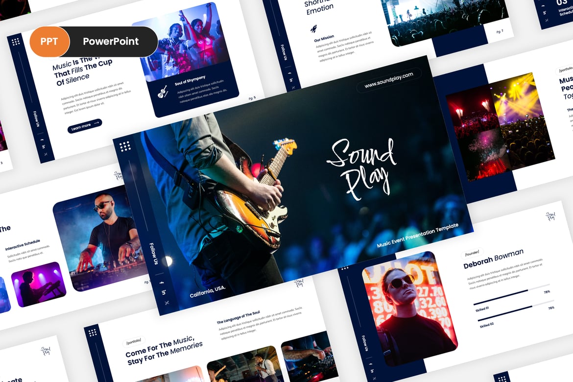 Soundplay - Template PowerPoint Acara Musik yang Menarik