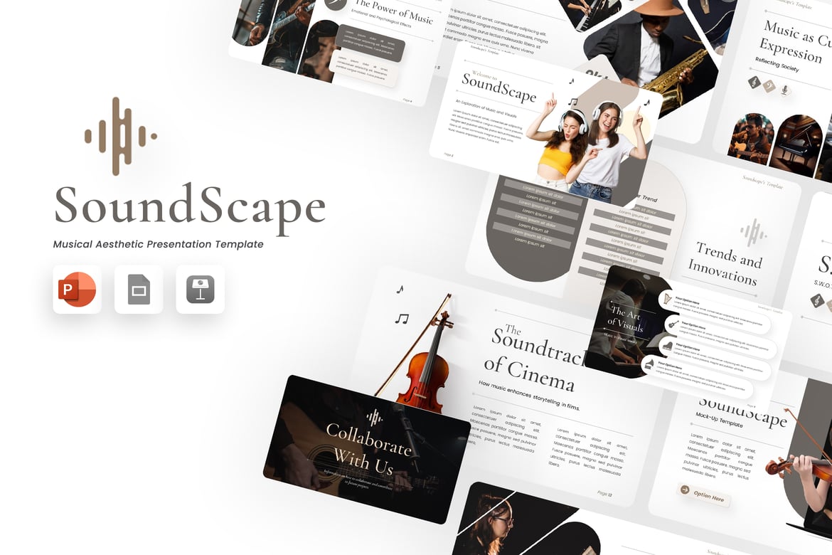 SoundScape - Template Presentasi PowerPoint Kreatif untuk Musik