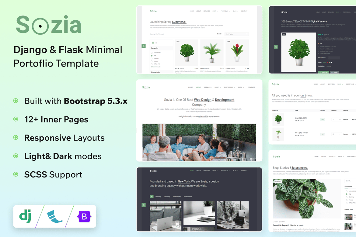 Sozia - Template Web Portfolio Minimalis dengan Django & Flask