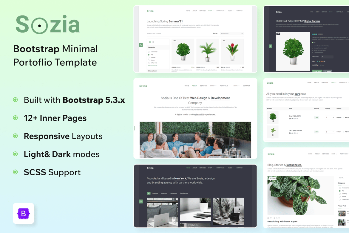 Sozia - Template Website Portfolio Minimalis yang Elegan