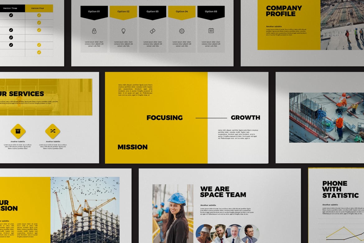 Template Presentasi PowerPoint Kreatif untuk Bisnis Konstruksi