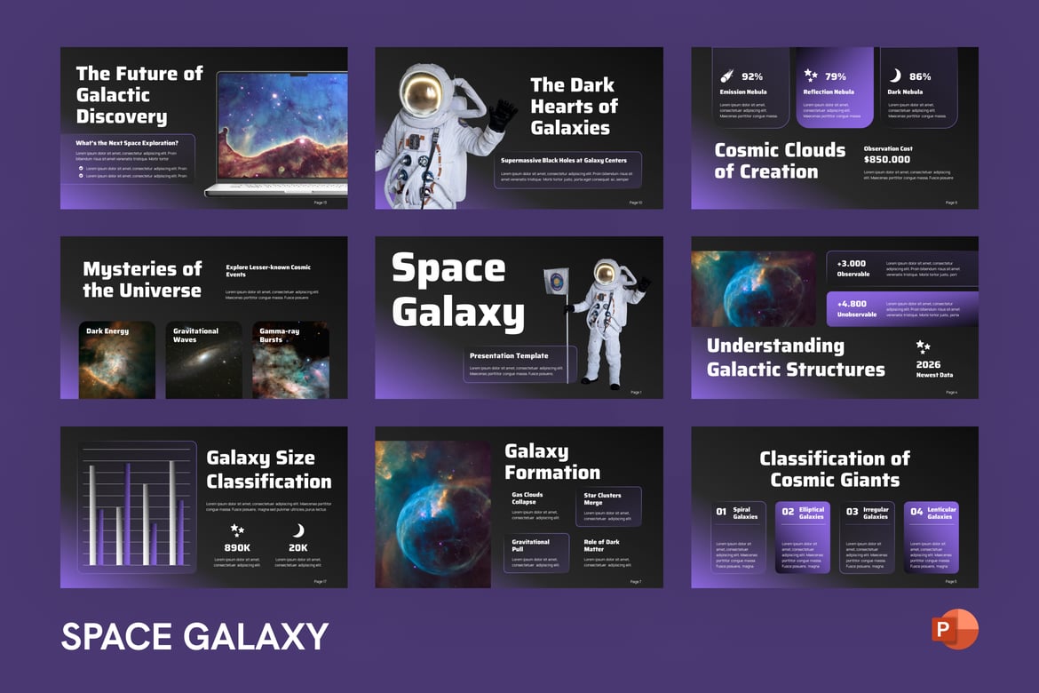 Template Presentasi PowerPoint Galaksi Antariksa yang Menawan