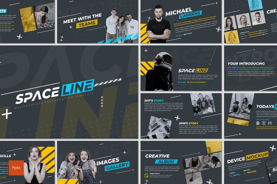 Template Presentasi Kreatif Space Line untuk PowerPoint