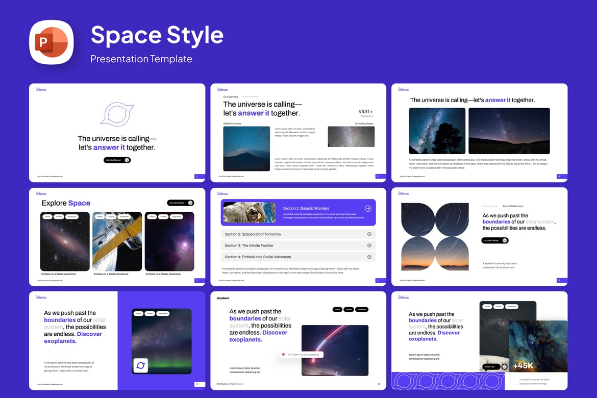 Template PowerPoint Gaya Luar Angkasa yang Menarik