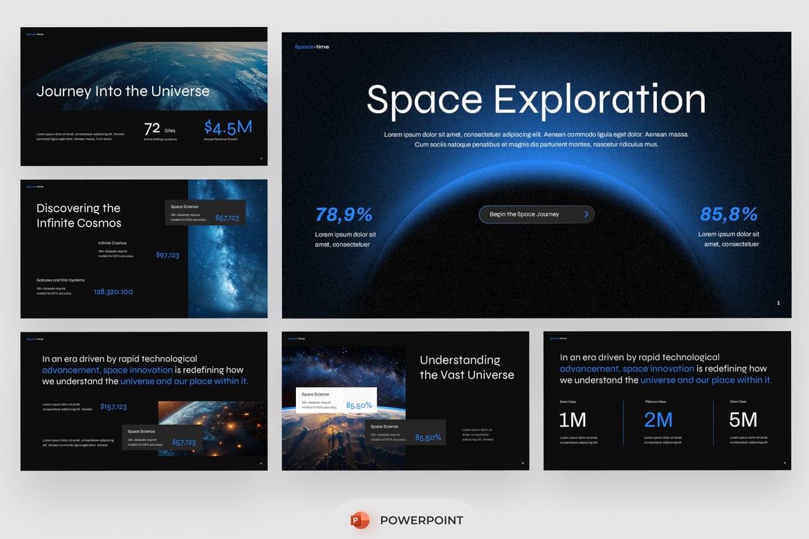 Template PowerPoint Bertema Luar Angkasa yang Futuristik