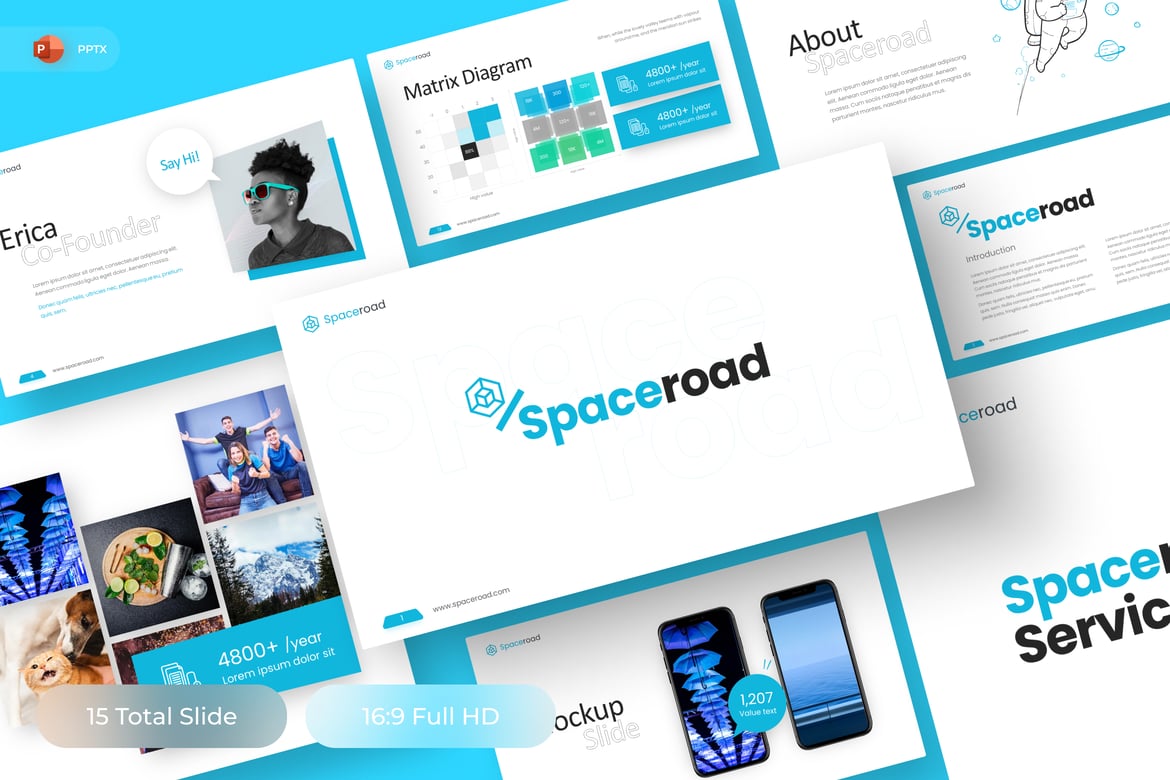 Template PowerPoint Serbaguna Spaceroad untuk Presentasi Profesional