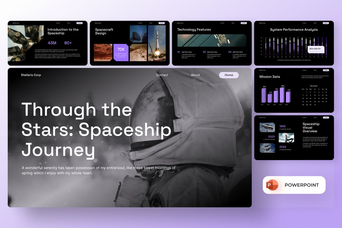 Template Presentasi PowerPoint Eksplorasi Antariksa yang Futuristik
