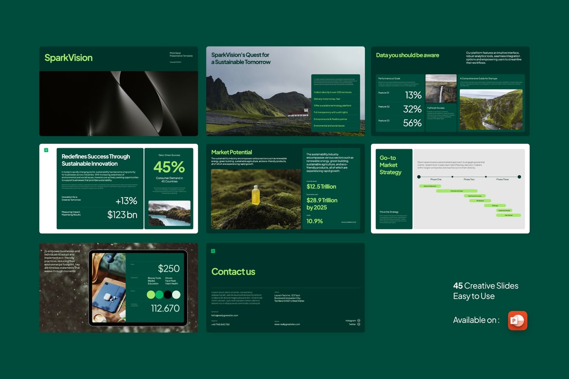 Template Presentasi PowerPoint Spark Minimalis yang Menawan
