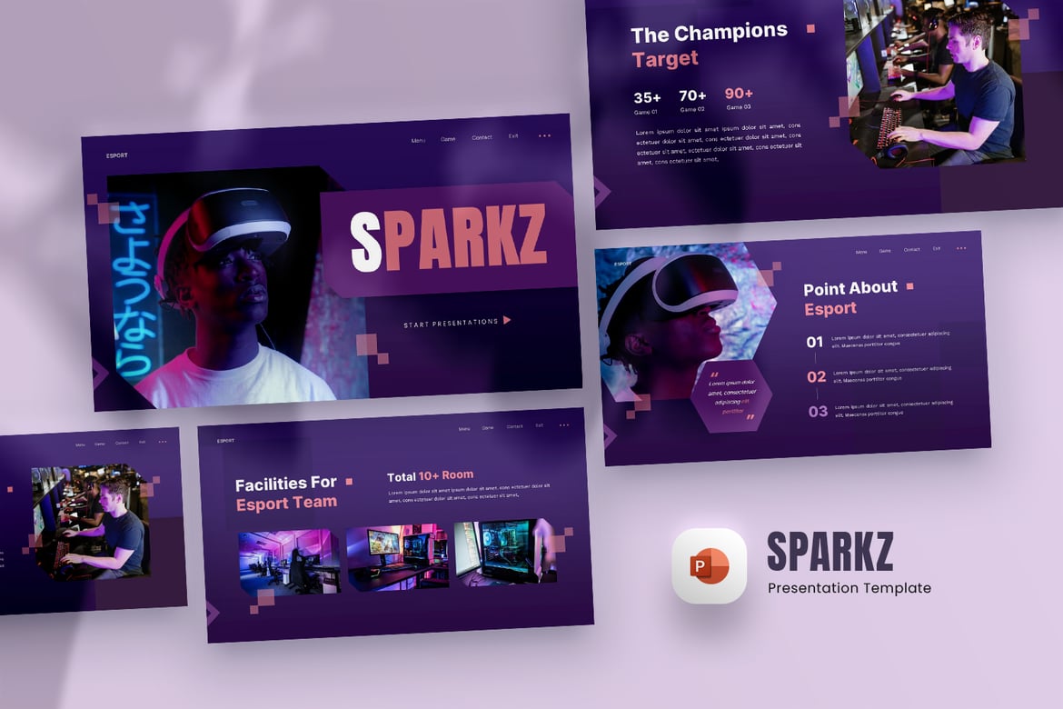 Sparkz - Template PowerPoint Esport & Gaming yang Menarik