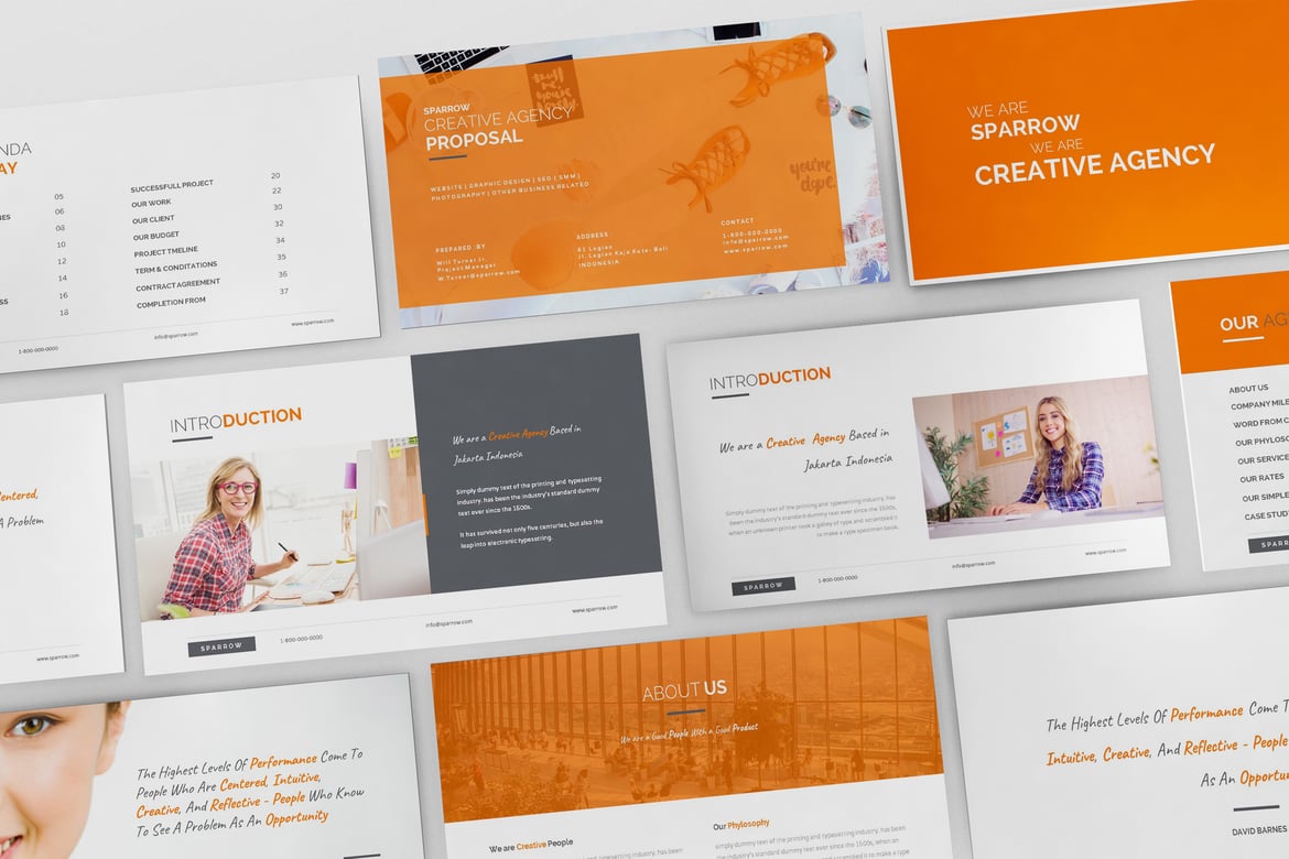 Sparrow - Template Presentasi PowerPoint untuk Agensi Kreatif