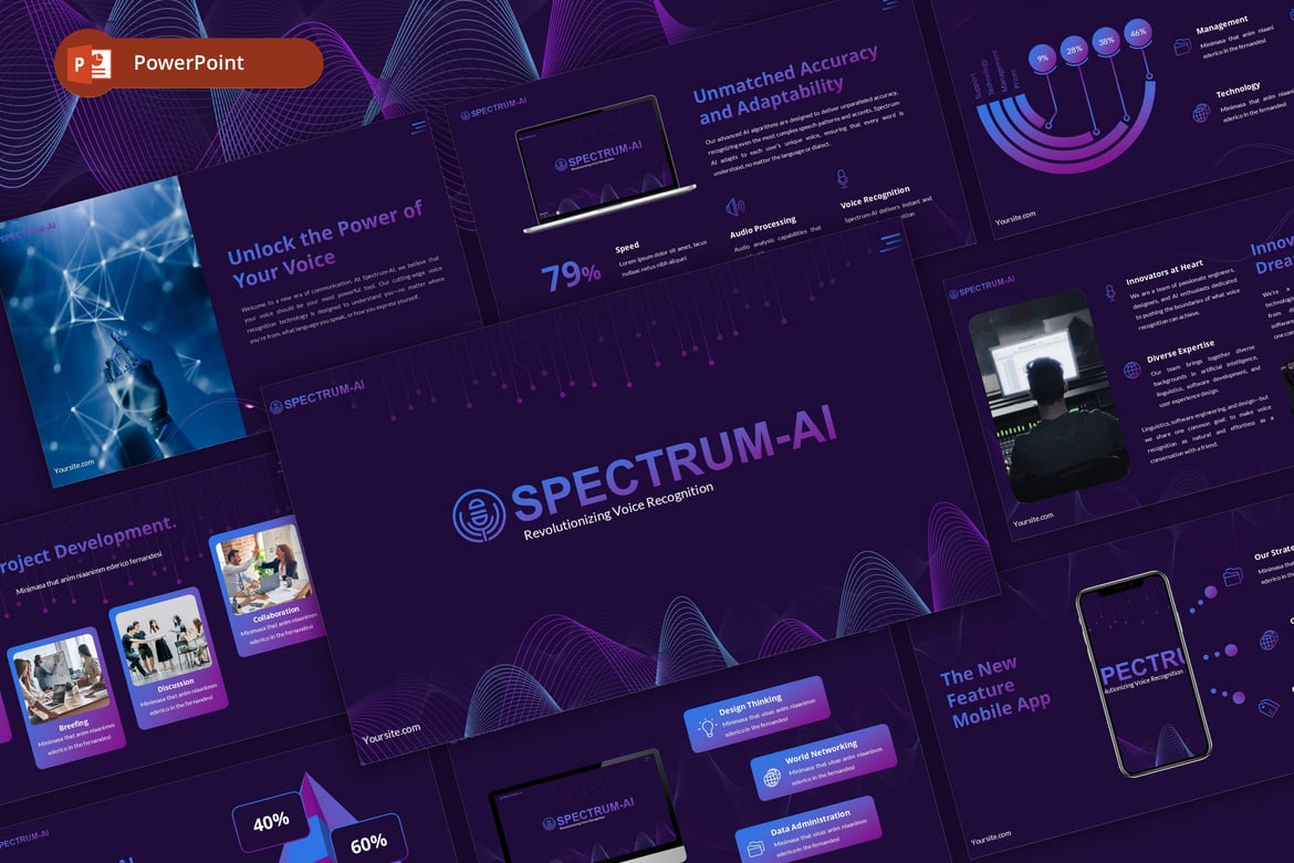 Template Presentasi PowerPoint Spectrum AI - Kekuatan Kecerdasan Buatan