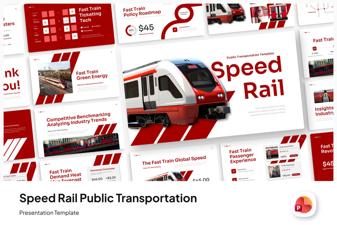 Template PowerPoint Transportasi Kereta Cepat yang Menarik