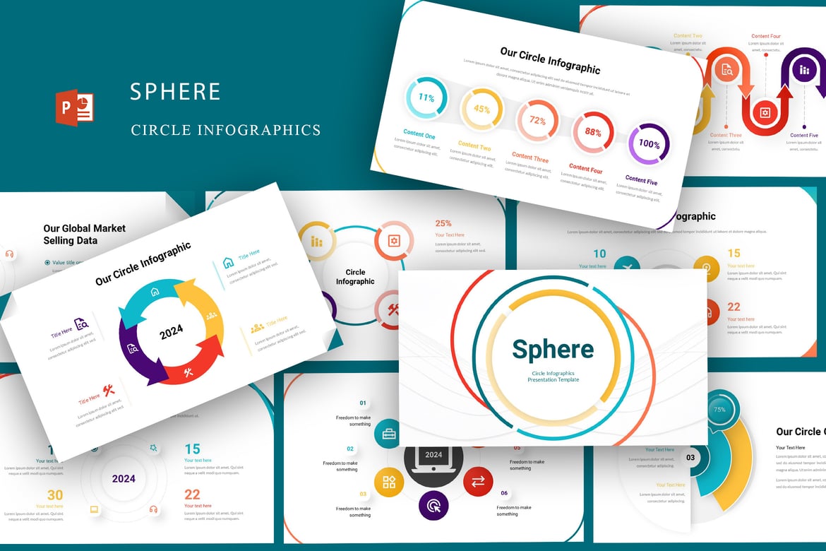 Template Presentasi Infografis Lingkaran Berbasis Sphere
