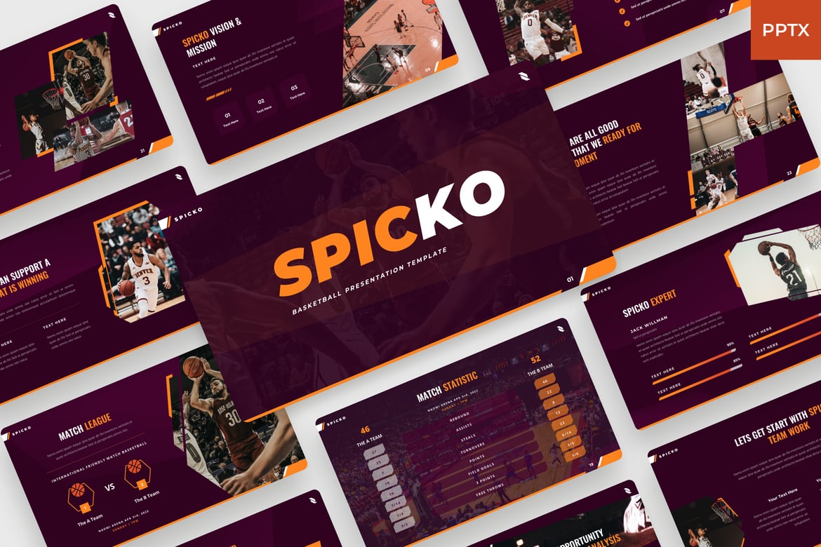 Spicko - Template Presentasi PowerPoint untuk Basket dan Olahraga