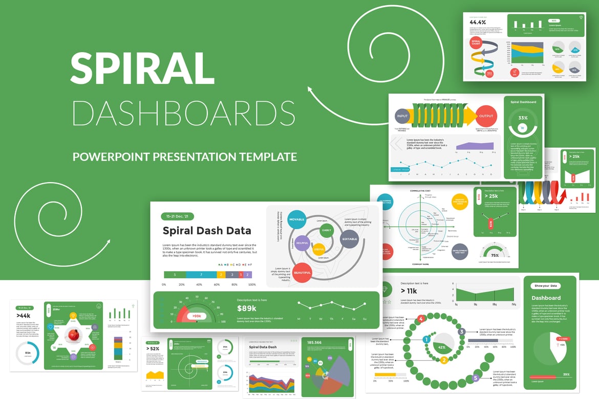 Template Presentasi Spiral Dashboard untuk PowerPoint yang Menarik