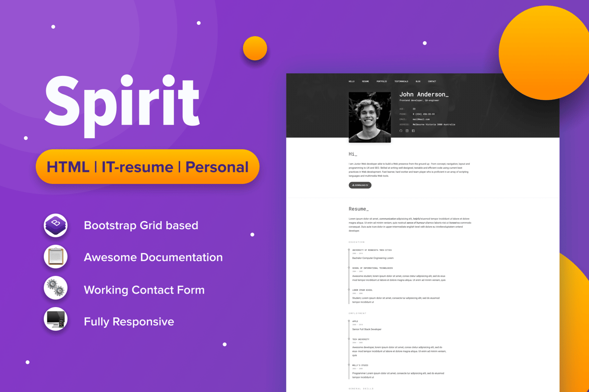 SpirIT — Template Website Portfolio & Resume yang Modern dan Minimalis