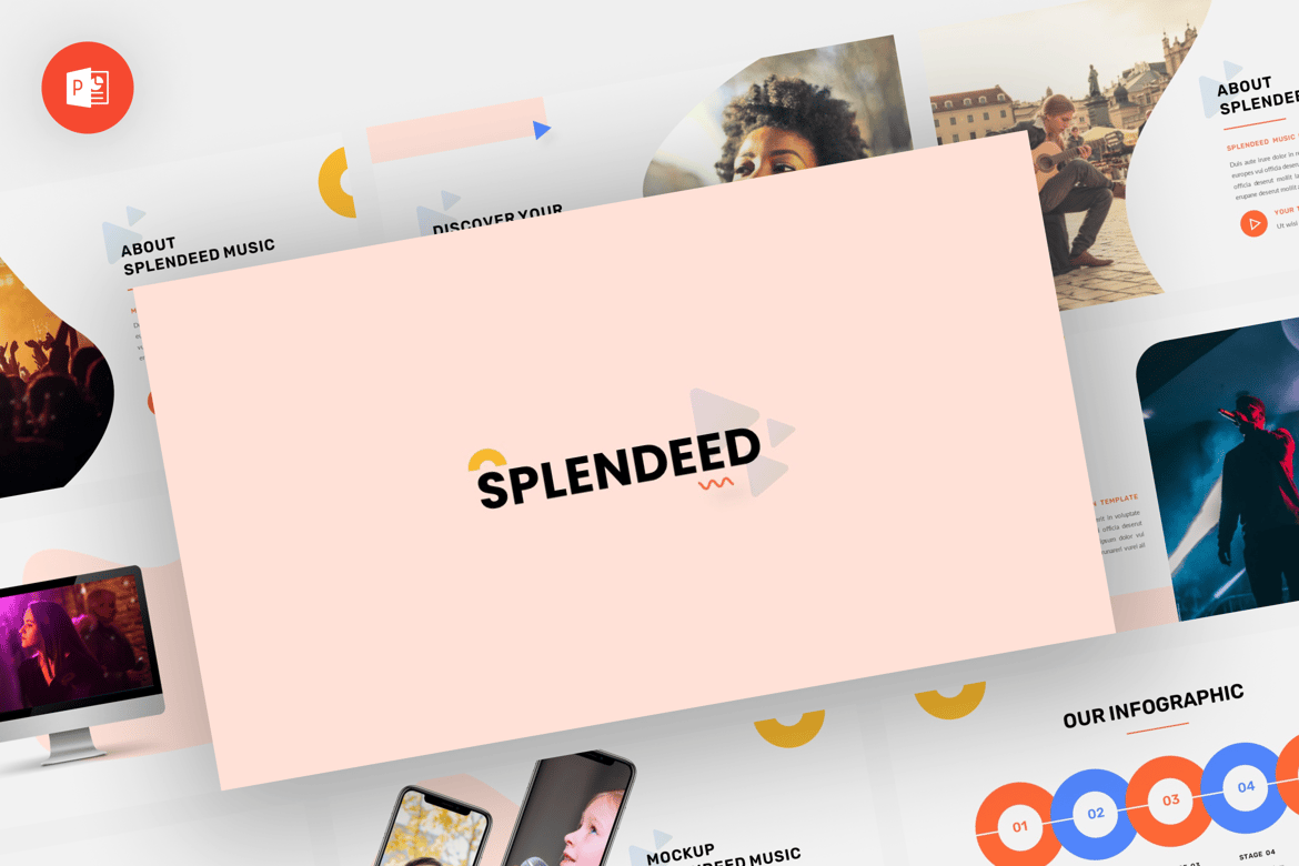 Template Powerpoint Musik Splendeed - Desain Modern dan Profesional