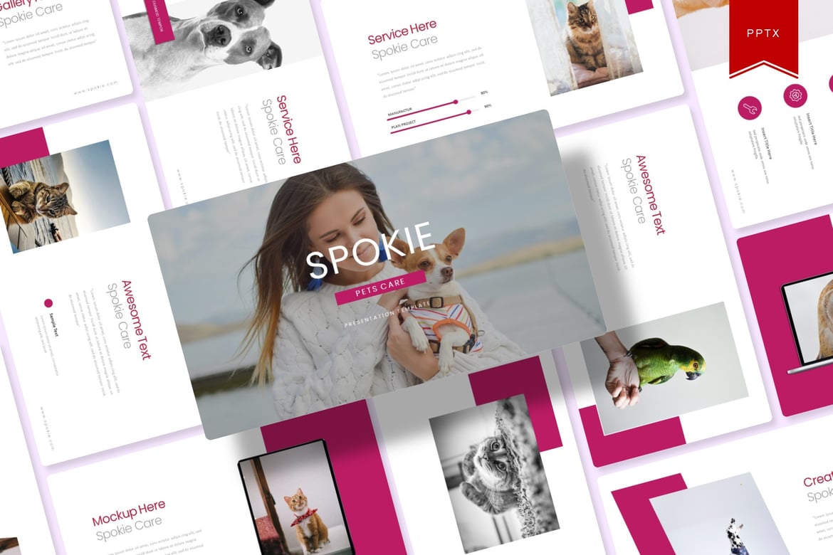 Template Presentasi PowerPoint Spokie Pets Care yang Modern dan Kreatif