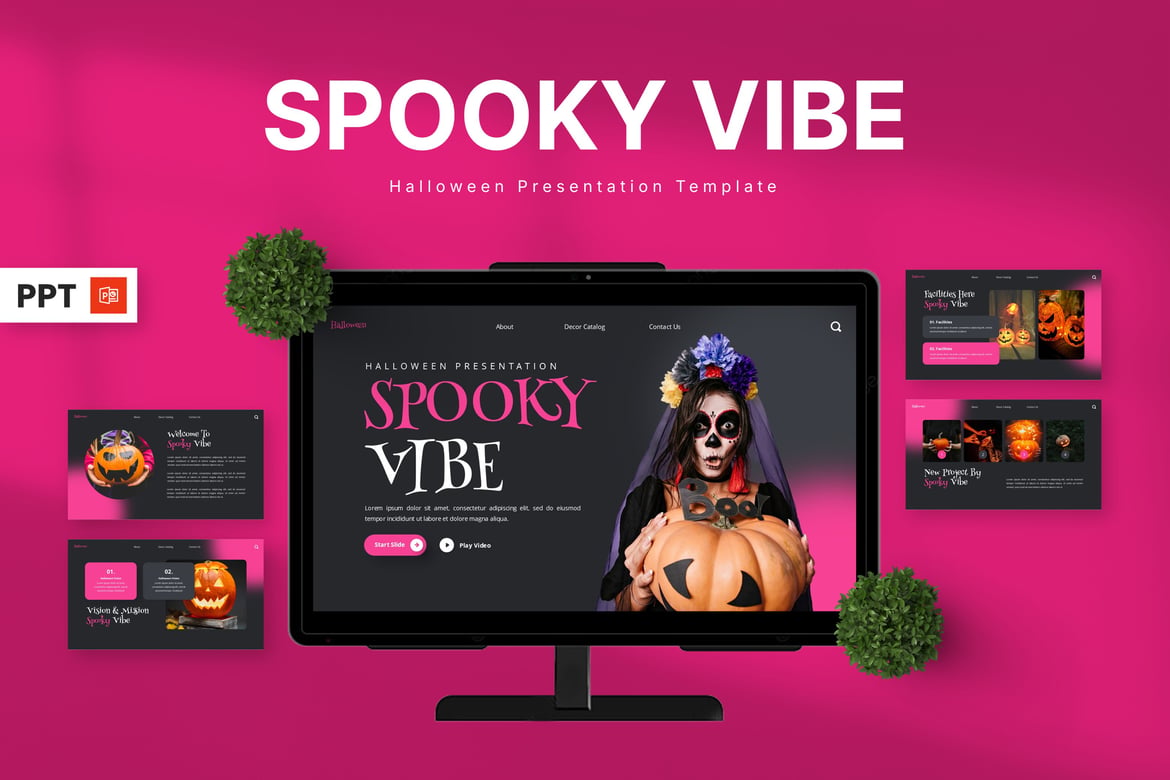 Template PowerPoint Halloween Spooky Vibe yang Menarik