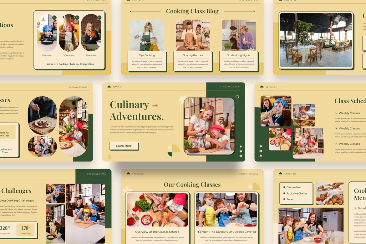 Template PowerPoint Kelas Memasak - Spoon yang Menarik