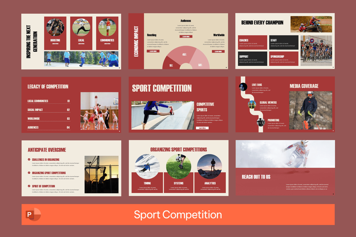 Template Presentasi PowerPoint Kompetisi Olahraga yang Dinamis