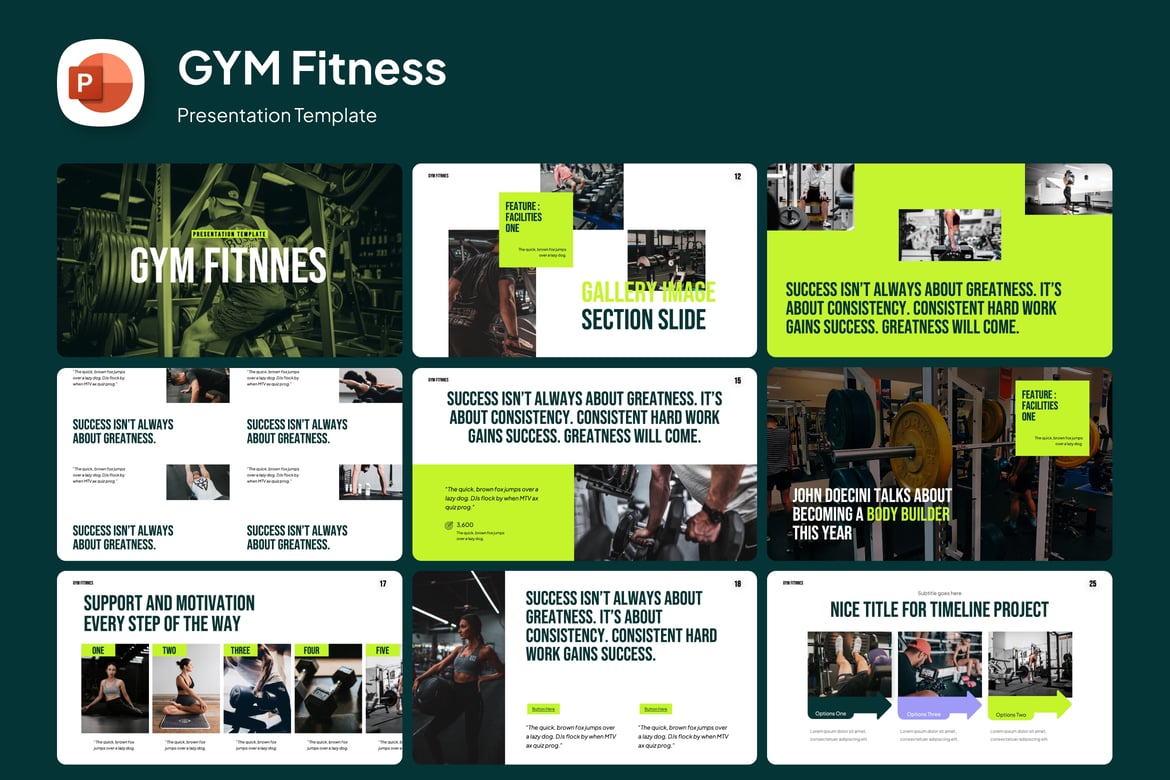 Template Presentasi PowerPoint Fitness Sportif yang Menarik