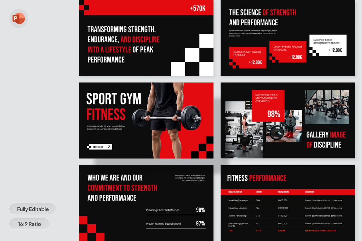 Template Presentasi PowerPoint Gym Olahraga Modern